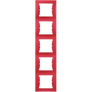 Рамка установочная 5-постовая вертикальная красная SEDNA SDN5801541